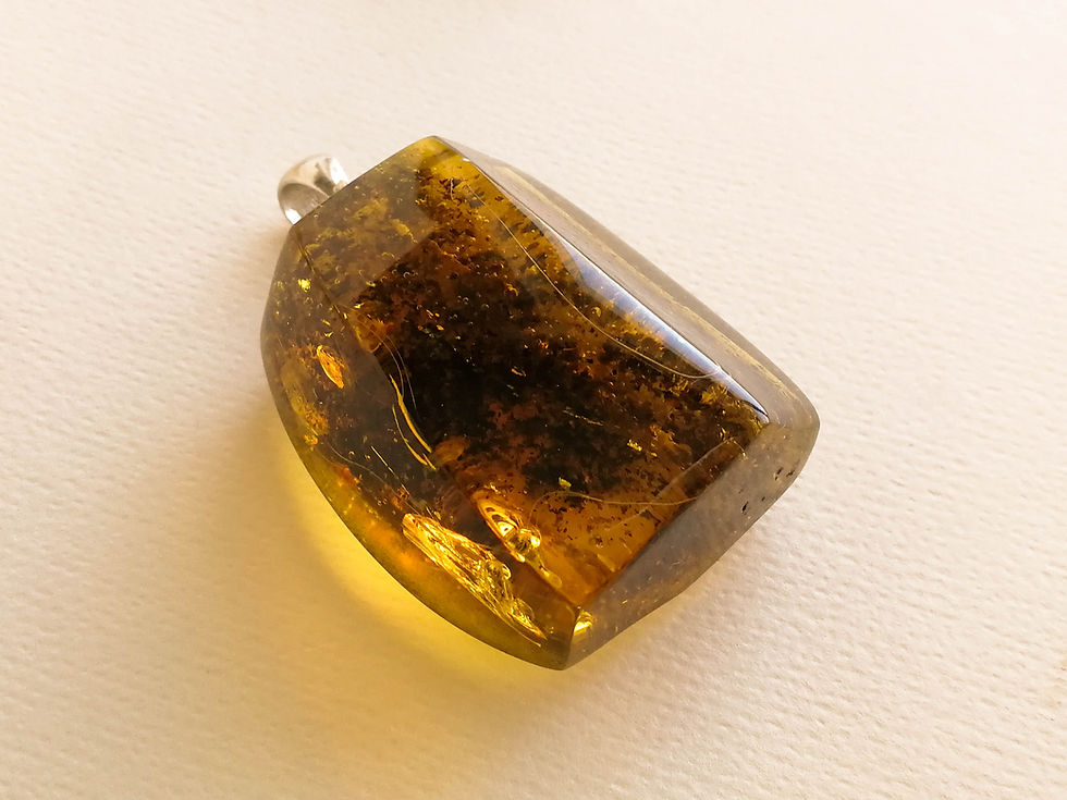 Thumbnail: Not treated with heat large rectangular amber pendant with fly inside
