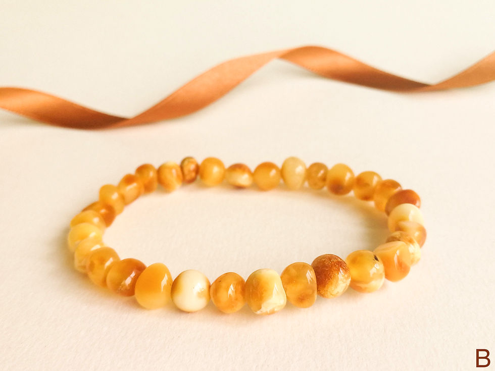 Thumbnail: Not heated caramel yellow/orange color genuine amber baroque bracelet