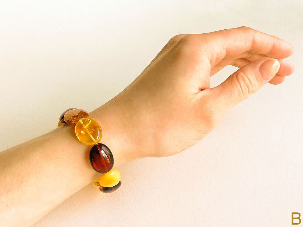 Thumbnail: Medium size multicolor olives amber bracelet