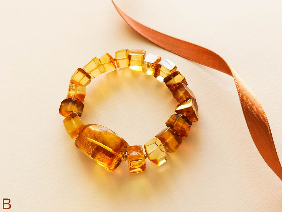 Thumbnail: Large cognac color rectangle center stone cubes bracelet