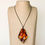 Thumbnail: Cognac and cherry colors rhombus amber pendant with insects, adjustable necklace