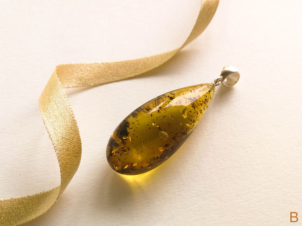 Thumbnail: Natural Colombian copal green color tall & thick drop pendant