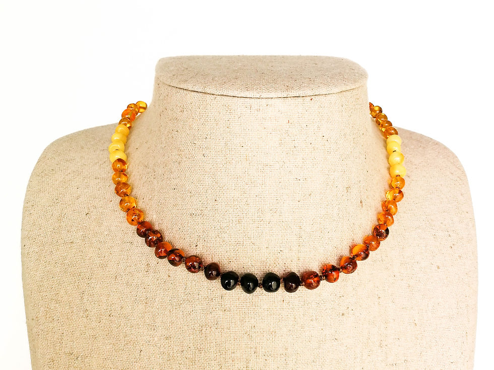 Thumbnail: Rainbow style mix color natural Amber baroque necklace