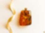 Thumbnail: Dark cognac large rectangle shape genuine amber pendant