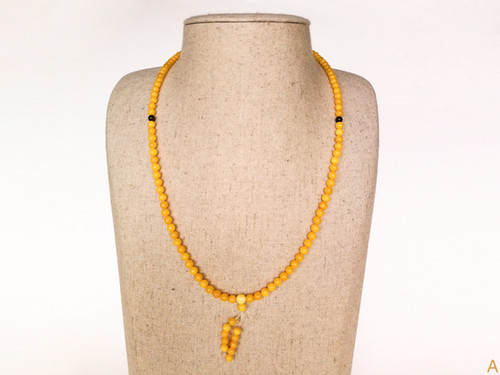 Natural Baltic amber royal matt yellow color Tibetan Buddhist