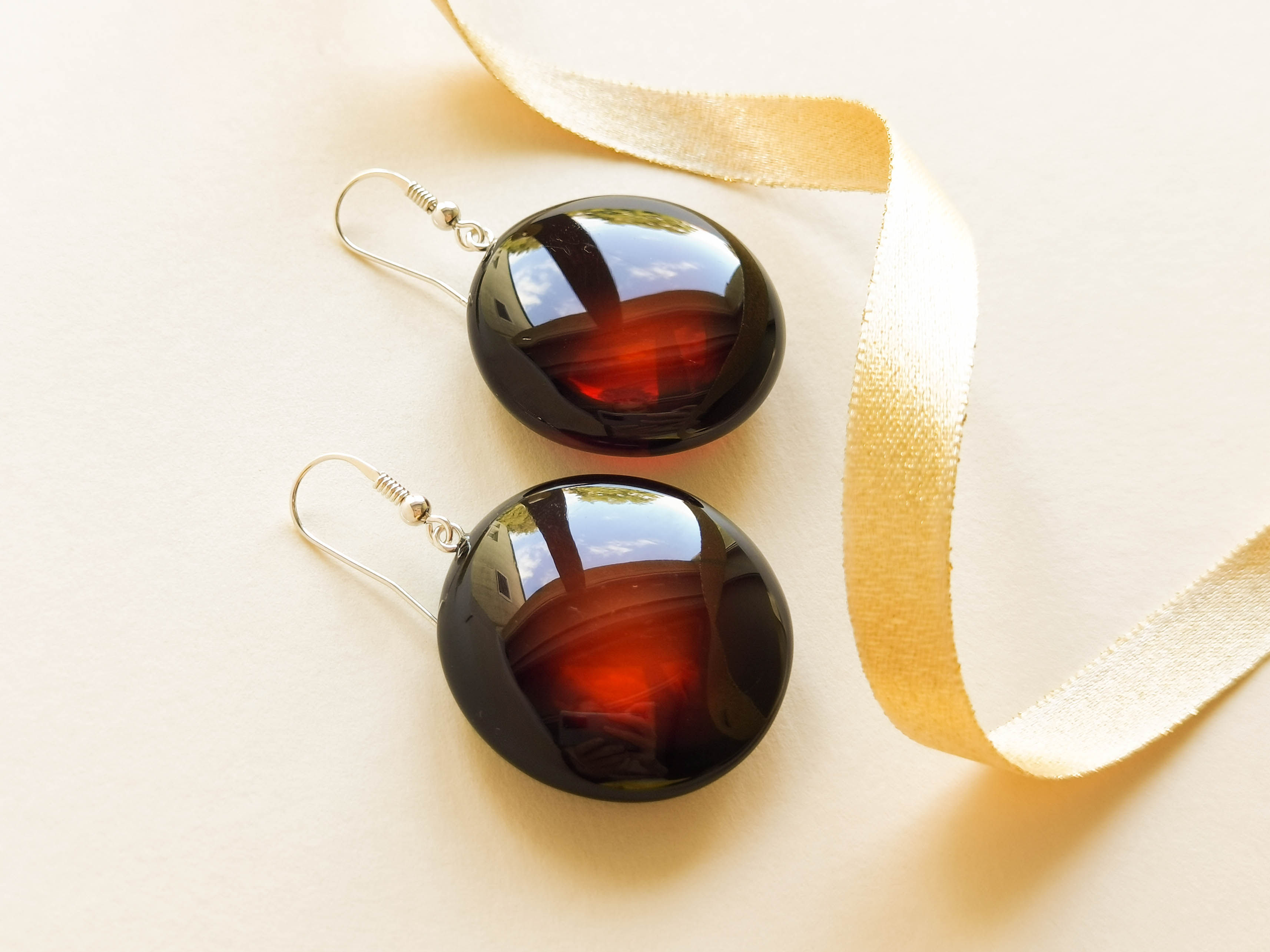 Very large unique design cherry ombre earrings