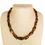 Thumbnail: Green and cognac colors natural amber rectangle shape beads necklace