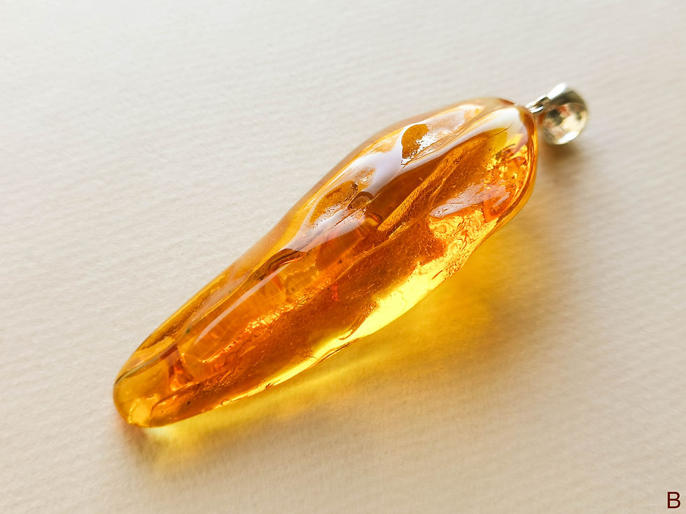 Thumbnail: NOT heated Royal cognac very large tusk shape genuine amber pendant