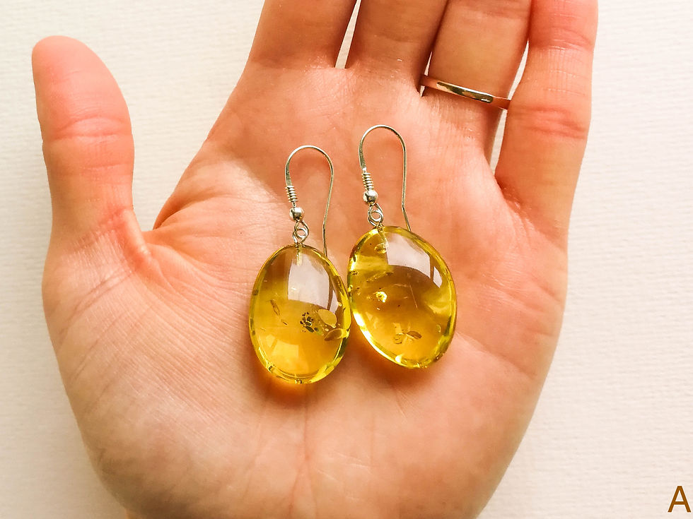 Thumbnail: Natural Colombian light copal green color oval shape earrings