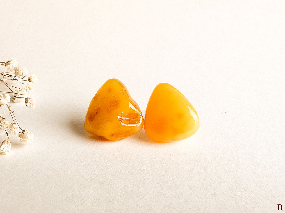 Thumbnail: Matt yellow color rectangle/triangle shape amber stud earrings
