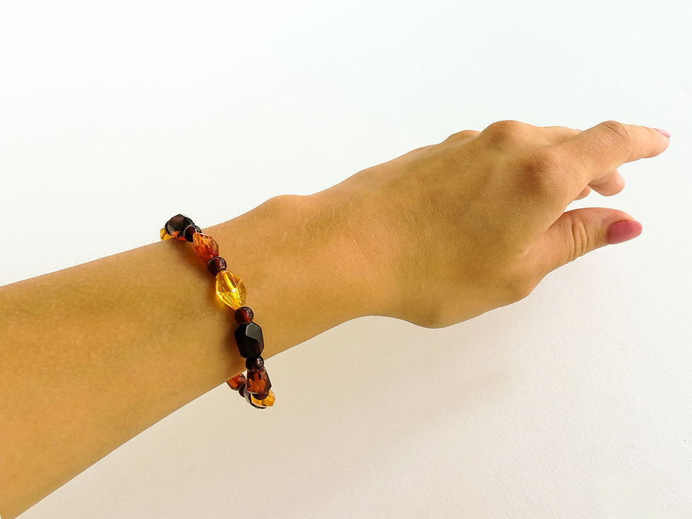 Thumbnail: Natural amber mix color faceted beads bracelet for minimalists