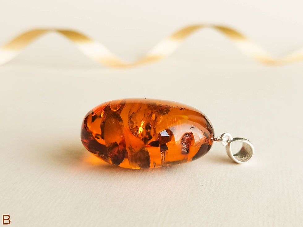 Thumbnail: Natural amber thick oval shape luxurious cognac color pendant