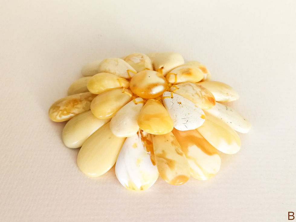 Thumbnail: Large natural super white color amber flower pendant/brooch