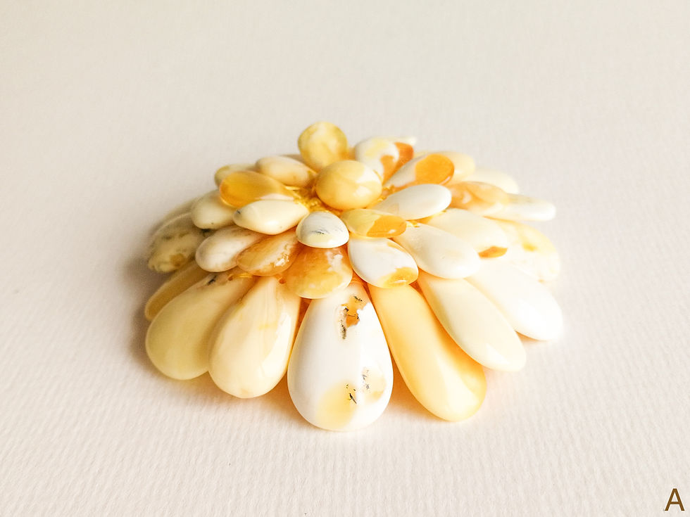 Thumbnail: Large natural super white color amber flower pendant/brooch