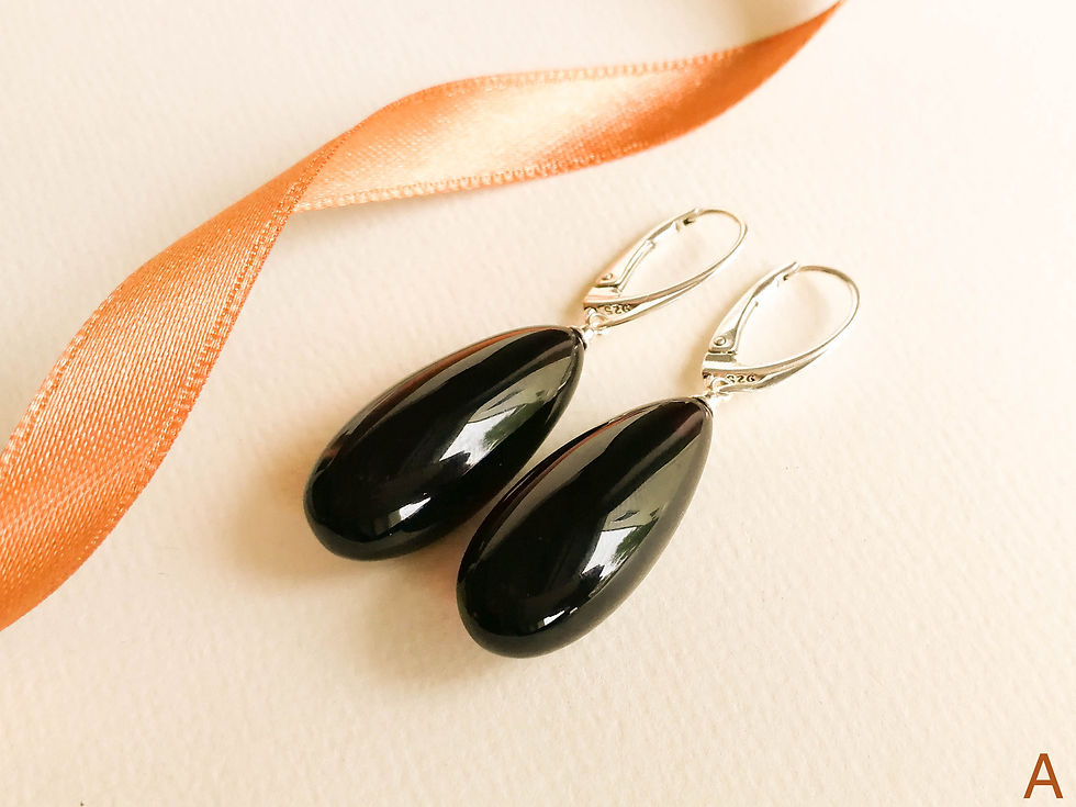 Thumbnail: Petite dark cherry color natural amber drop earrings
