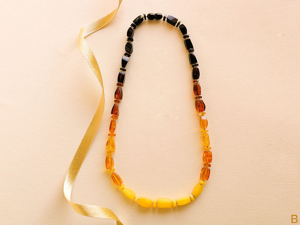 Multicolor small rectangle beads amber necklace (3 styles)