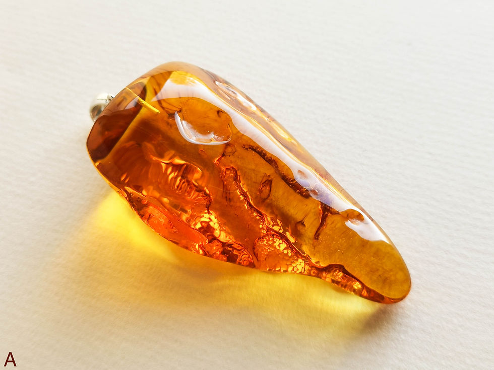 Thumbnail: NOT heated Royal cognac very large tusk shape genuine amber pendant
