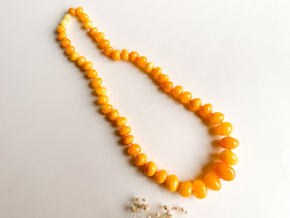 Thumbnail: Royal matt yellow color natural amber nuggets necklace