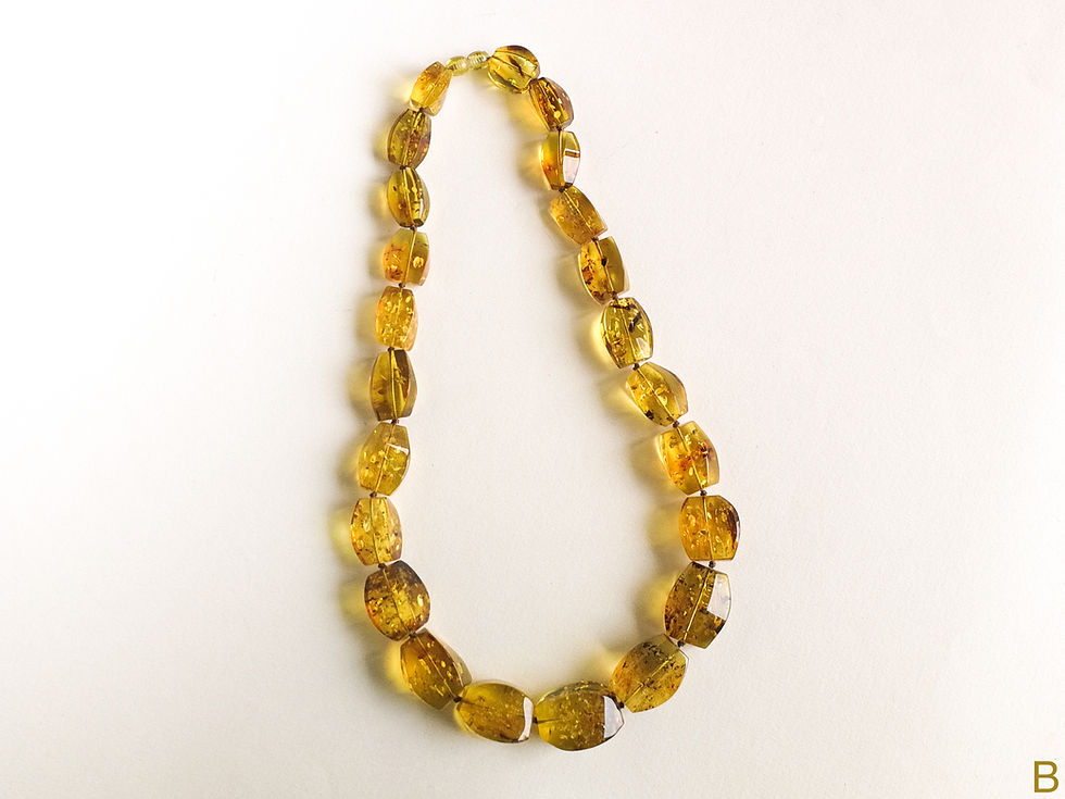 Thumbnail: Rectangular shape shiny green color natural Colombian copal necklace for women
