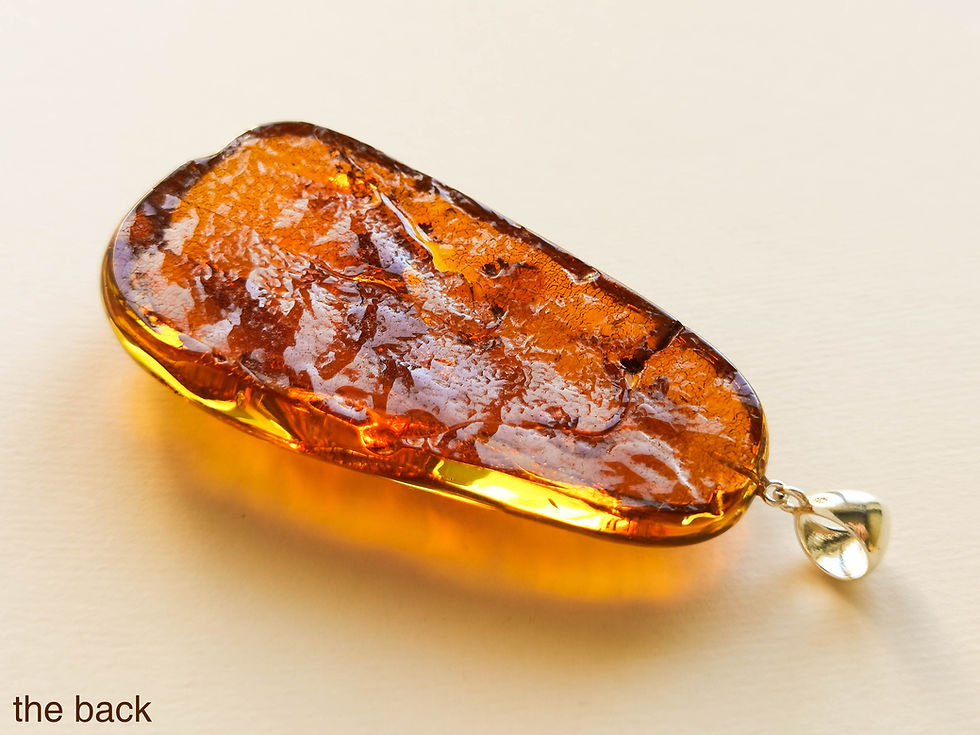 Thumbnail: Massive & shiny natural Baltic amber dark cognac drop pendant