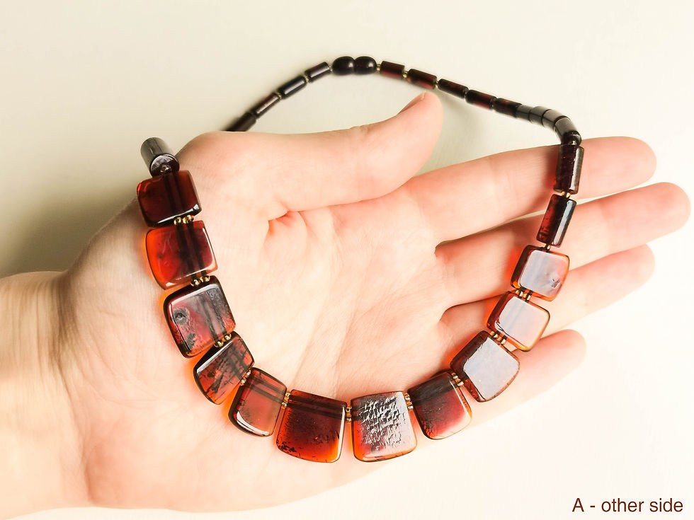 Thumbnail: Classy cherry color rectangle beads necklace