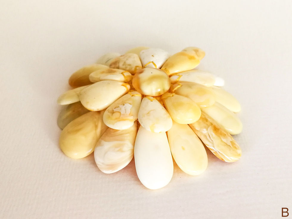 Thumbnail: Large natural super white color amber flower pendant/brooch