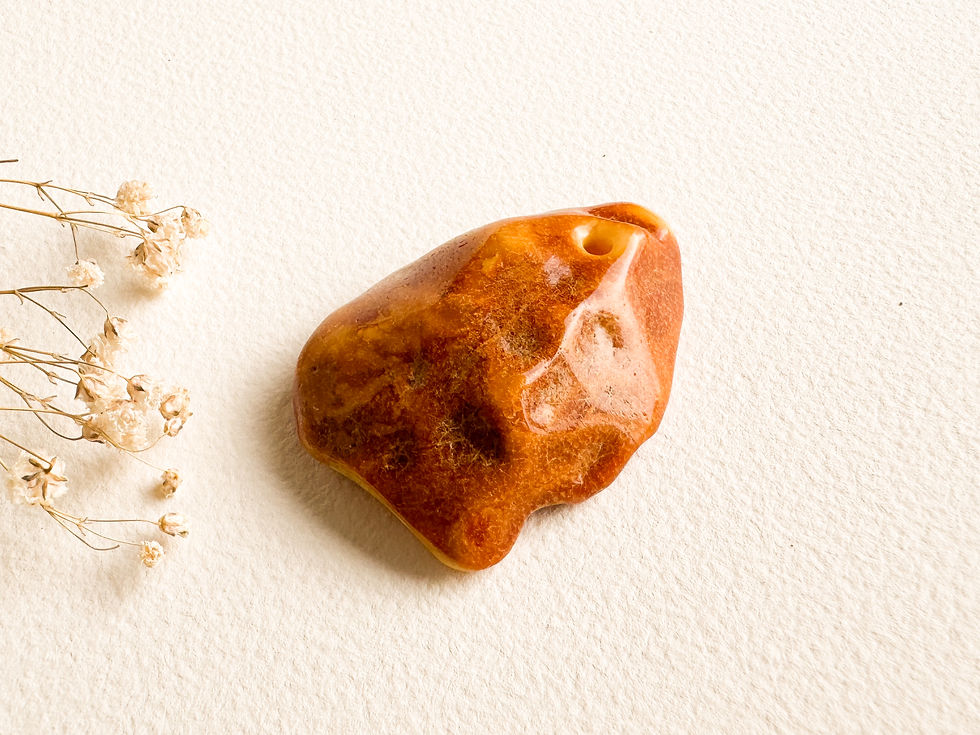Thumbnail: Natural Baltic Amber Caramel Yellow Oval Pendant with Hole