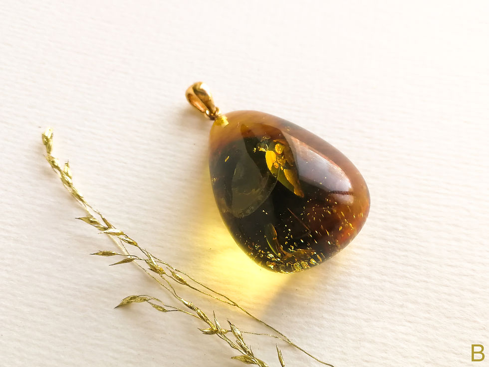 Thumbnail: Natural amber cognac color drop shape classic pendant