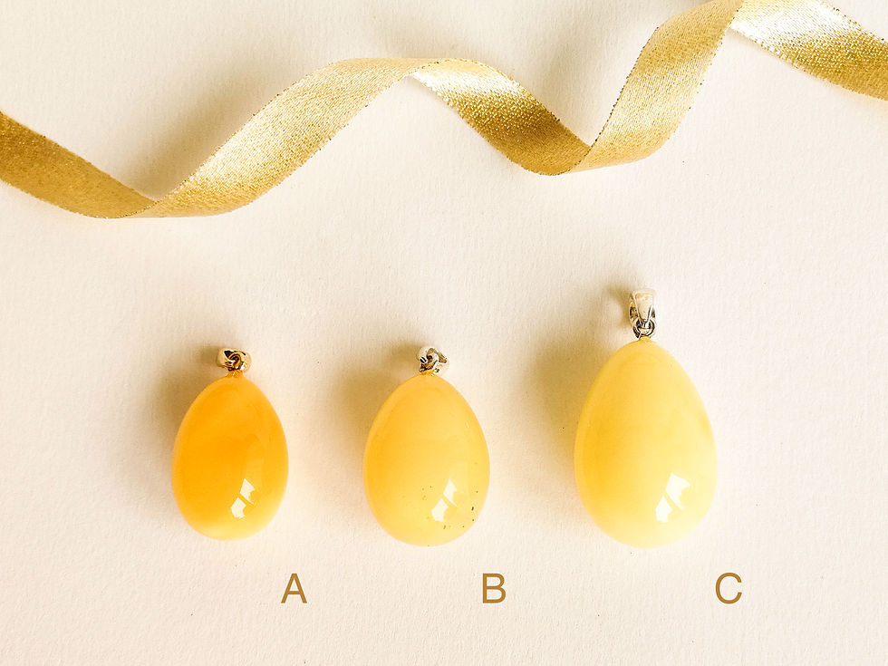 Thumbnail: Not heated natural Baltic matt yellow color egg shape pendant