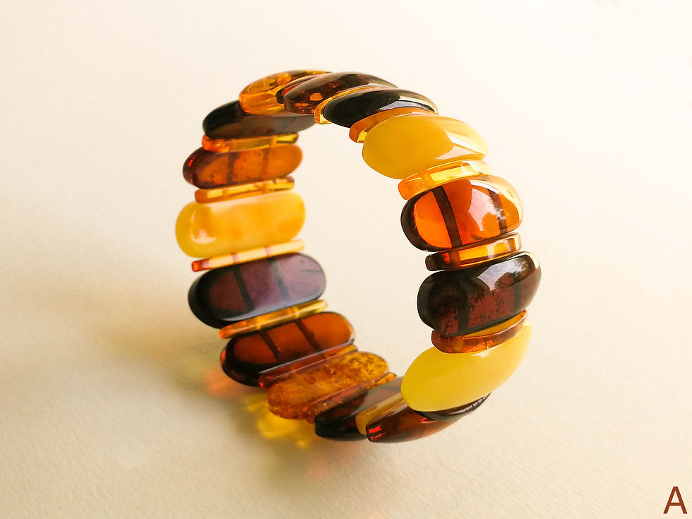 Thumbnail: Mix color round edges beads amber cuff statement bracelet