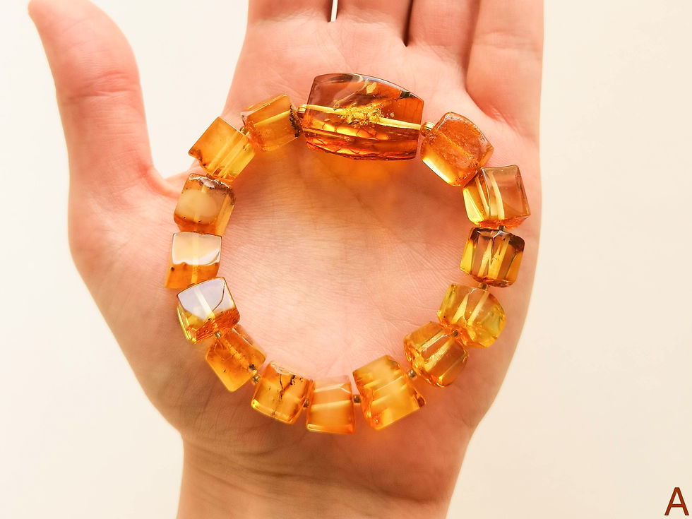 Thumbnail: Large cognac color rectangle center stone cubes bracelet