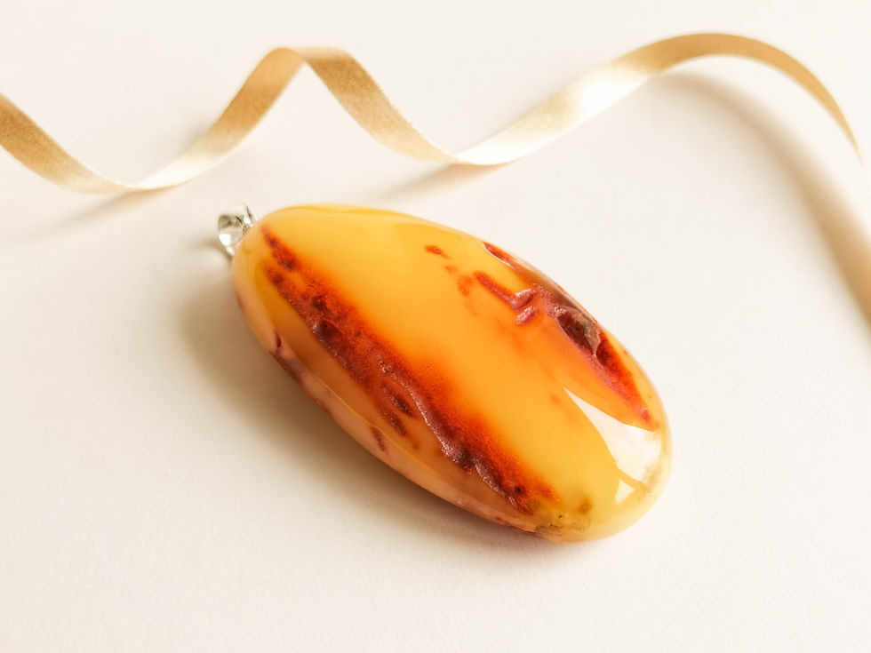 Thumbnail: Natural Baltic amber matt yellow thick oval massive pendant