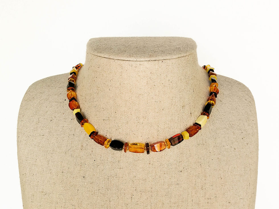 Thumbnail: Mix color rectangle beads amber necklace and bracelet jewelry set