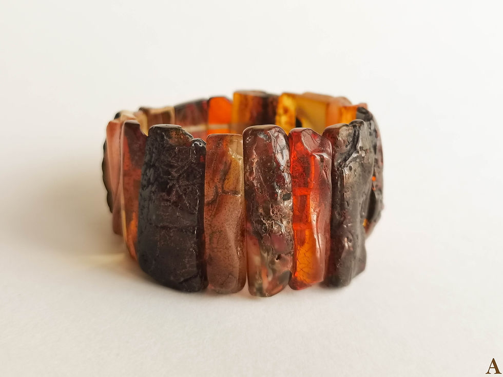 Thumbnail: Natural Baltic amber brown earthy colors cuff bracelet