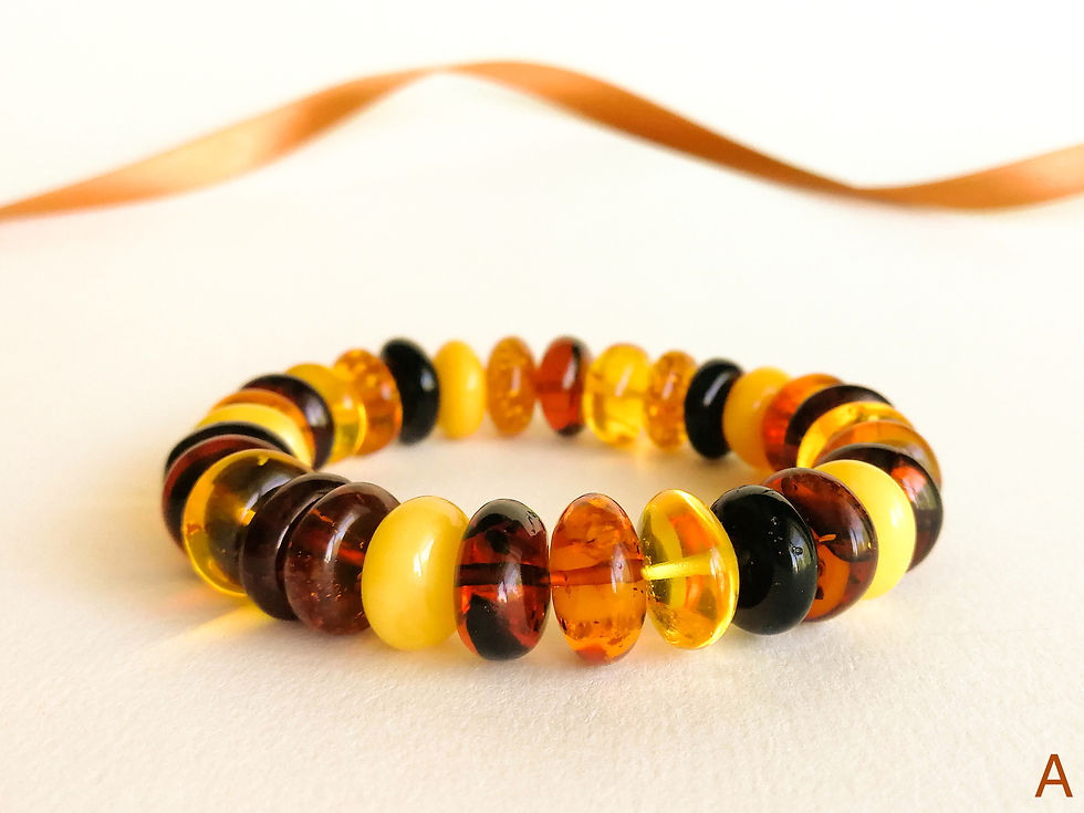 Very large mix color amber tablets statement bracelet