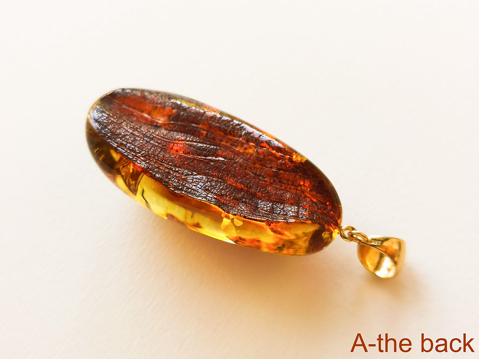 Thumbnail: Very dark cognac oval shape genuine amber pendant
