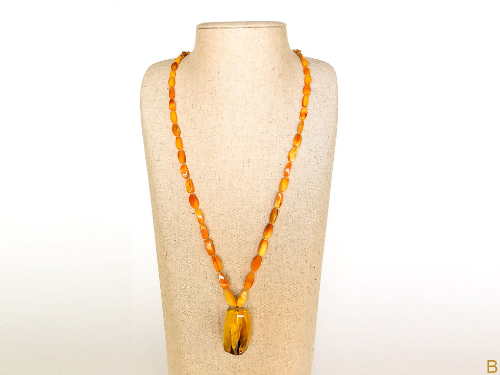 Thumbnail: Not heated amber matt yellow/ antique orange colors rectangle pendant necklace