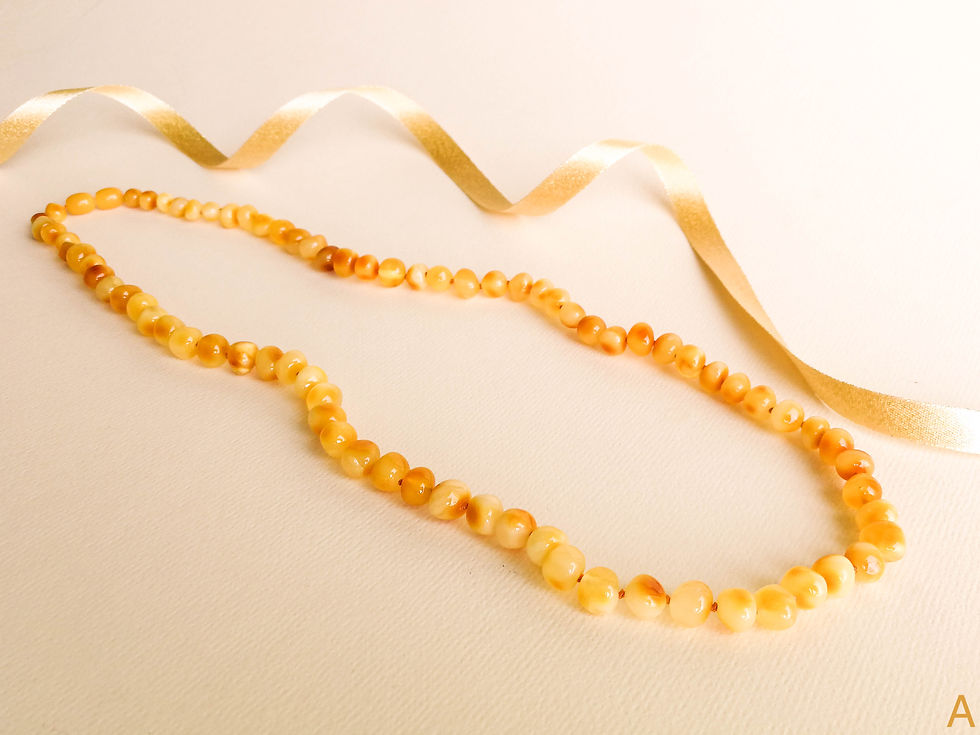 Thumbnail: Long Matt or Caramel yellow Amber baroque necklace