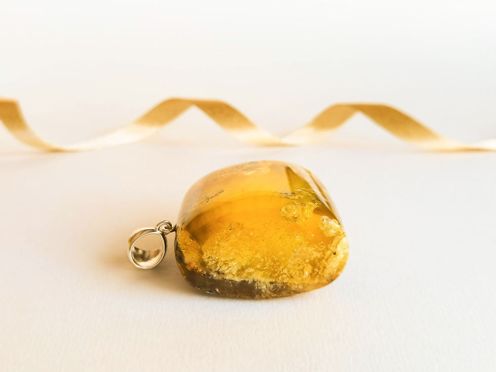 Thumbnail: Exclusive not heated natural Baltic amber yellow color pendant