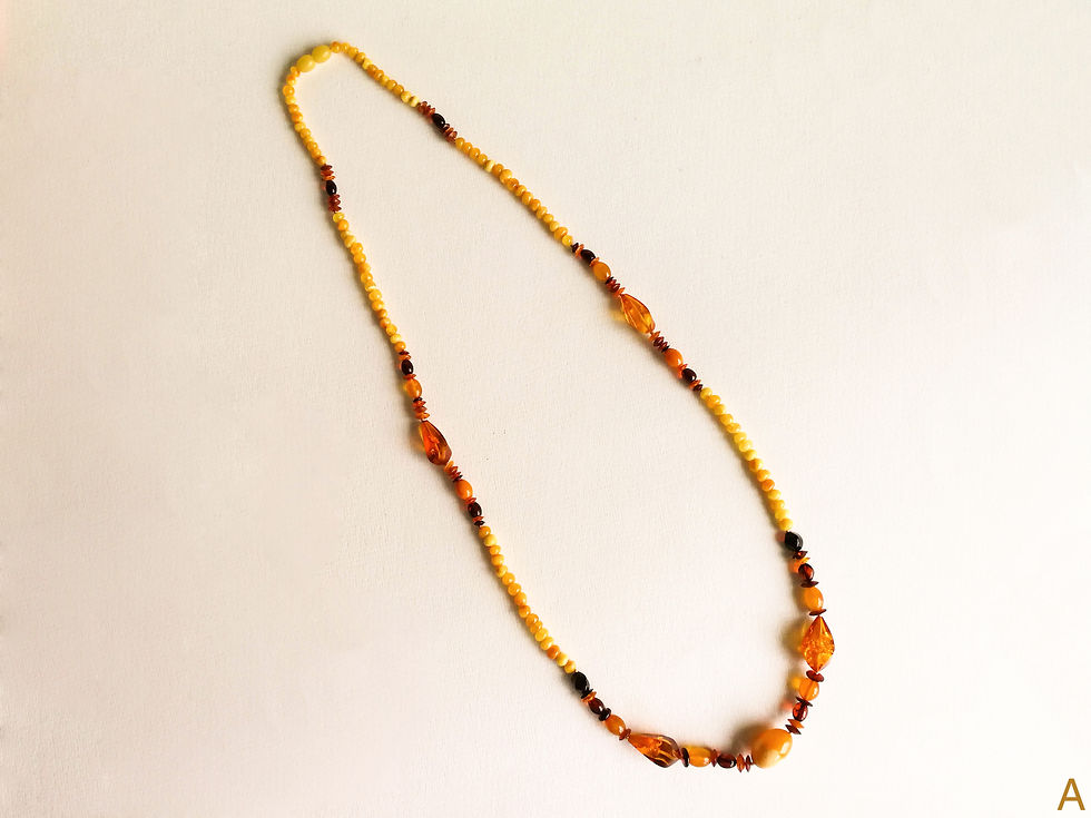 Matt yellow unique beads composition long necklace