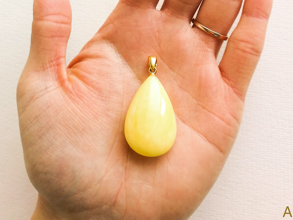 Thumbnail: Not heated natural Baltic amber matt yellow color drop shape pendant