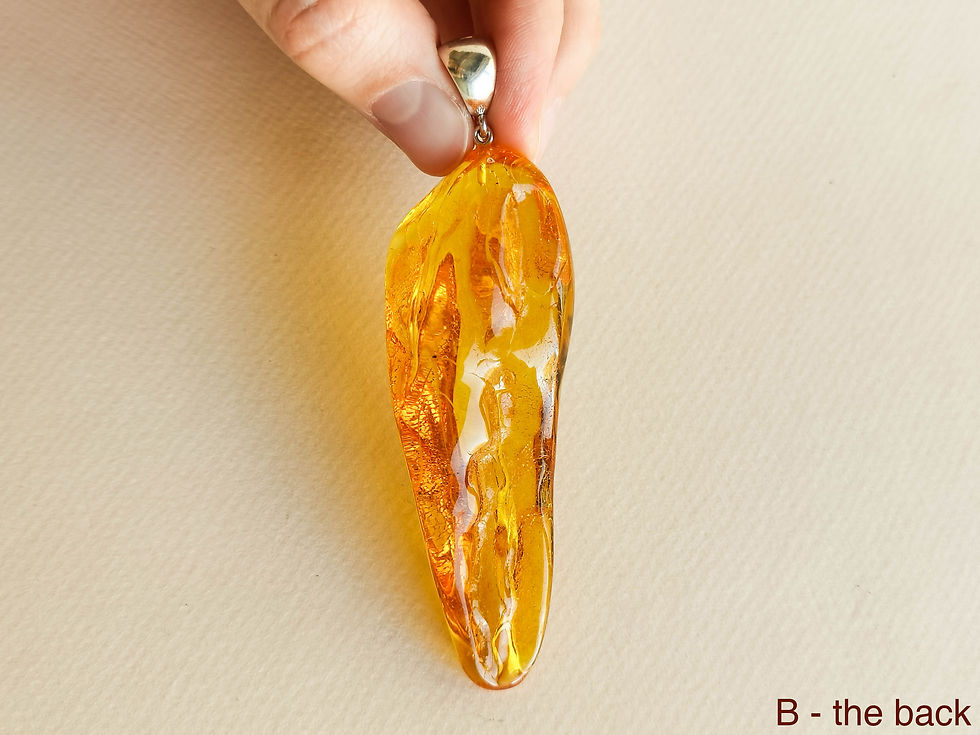 Thumbnail: NOT heated Royal cognac very large tusk shape genuine amber pendant