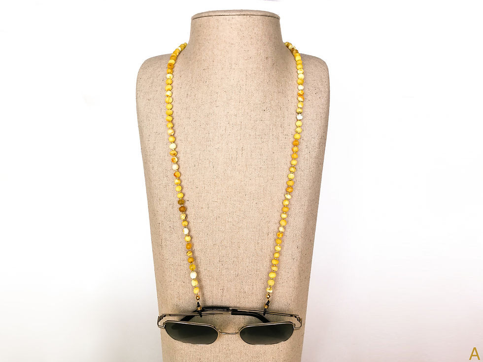 Thumbnail: Natural amber matt yellow frosted design sunglasses holder string