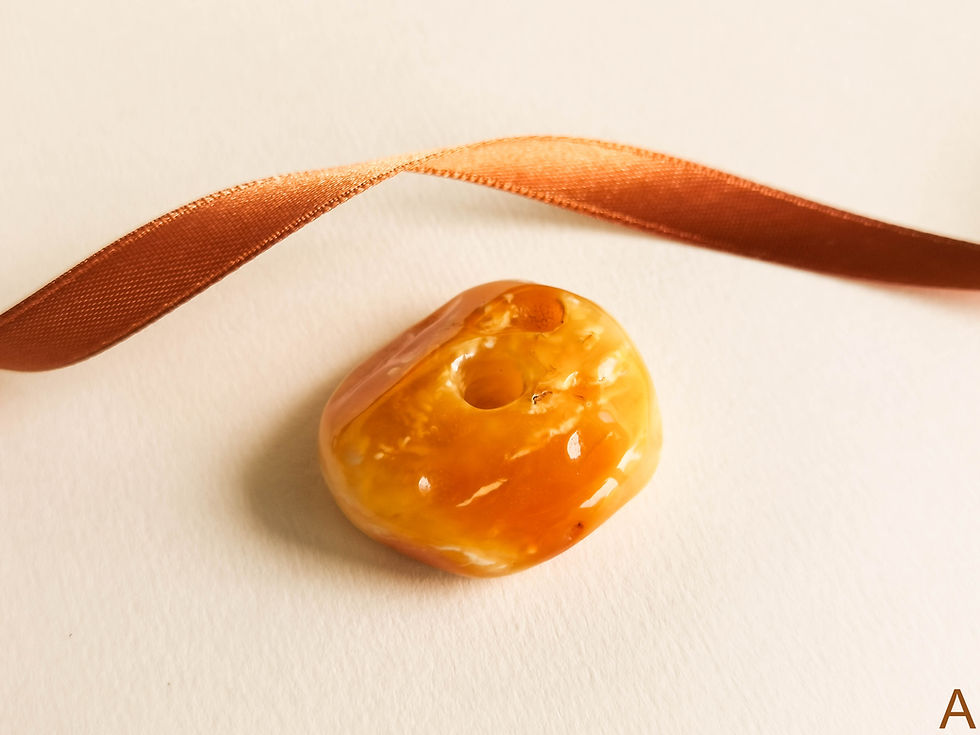 Thumbnail: Bright matt yellow natural amber large donut pendant