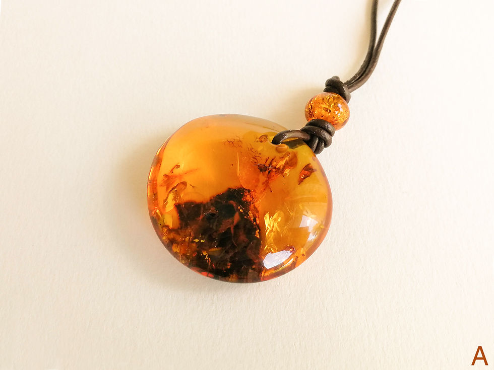 Thumbnail: Cognac color large amber donut pendant necklace