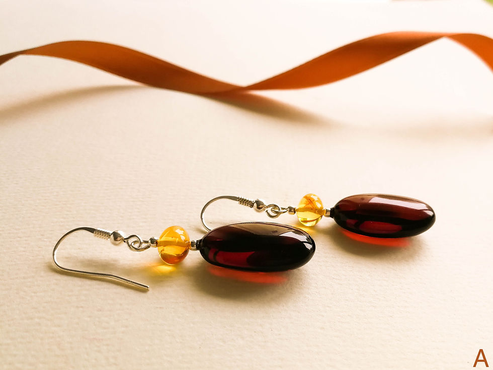 Thumbnail: Small oval cherry and baroque bead earrings