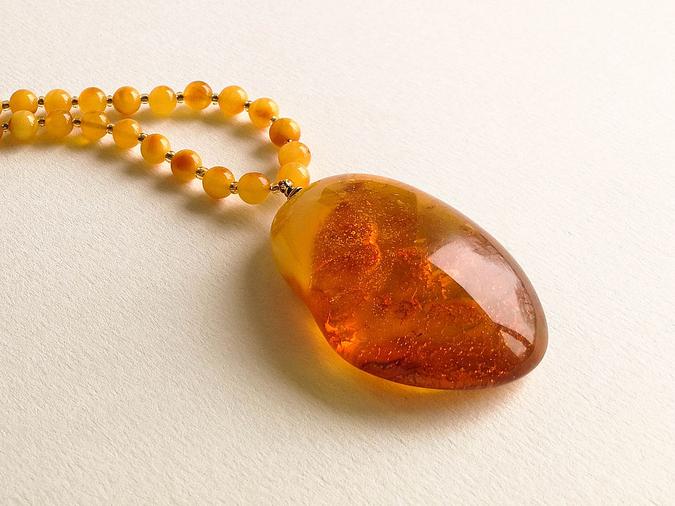 Thumbnail: Natural Baltic Amber necklace with a pendant in honey/ cognac color