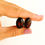 Thumbnail: Dark cherry color oval shape amber clip-on earrings