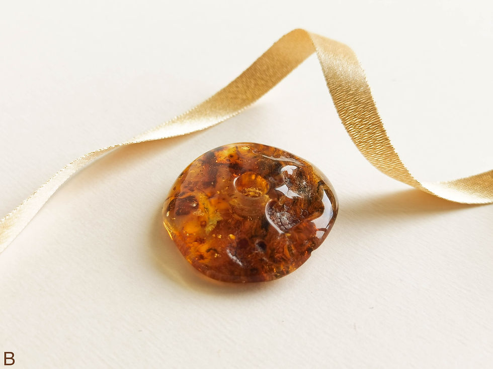 Thumbnail: Green/ cognac natural amber large donut pendant