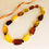 Thumbnail: Multicolor natural amber large rectangle shape beads necklace